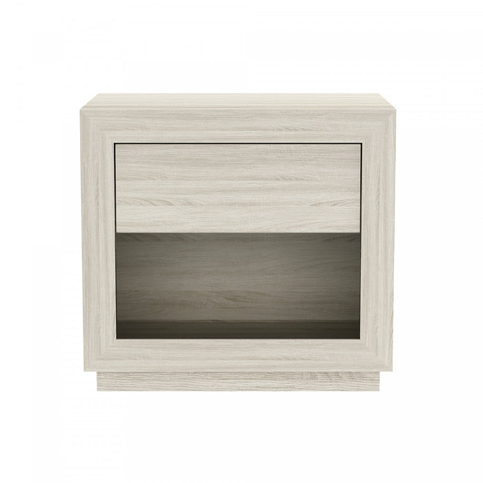 Table de nuit contemporaine Soren 26\" en chene blanchi (1 tiroir)
