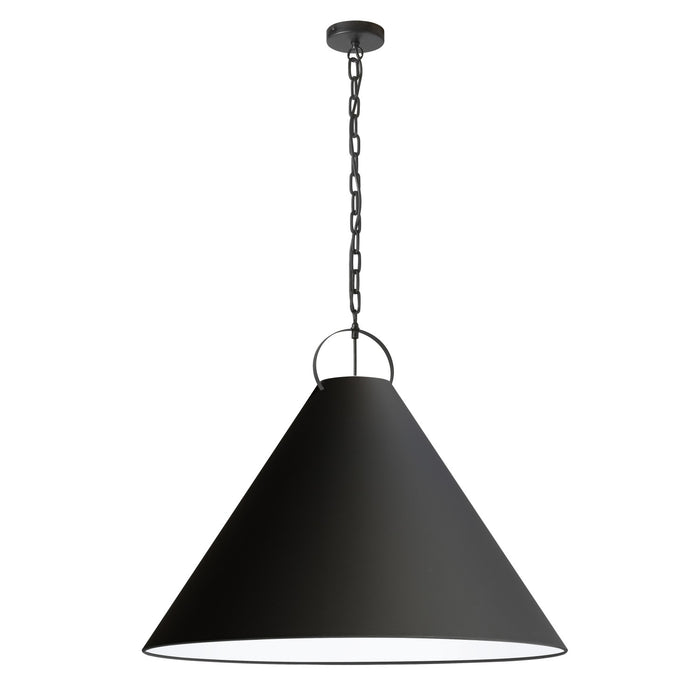 Luminaire suspendu Princeton de Dainolite de 32 po de diamètre avec abat-jour noir, fini noir mat et 1 ampoule