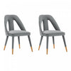 Chaise de salle a manger moderne Neda en velours gris - Lot de 2