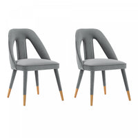  Chaise de salle a manger moderne Neda en velours gris - Lot de 2