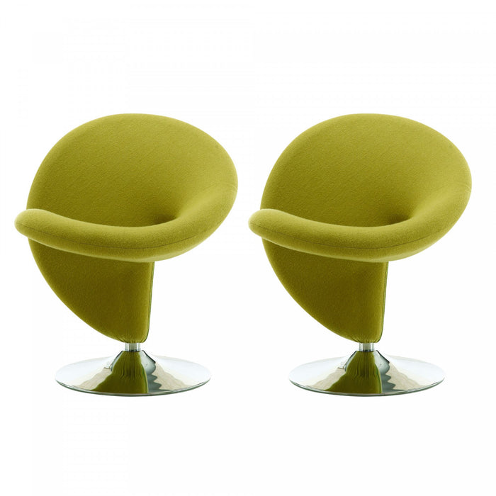 Fauteuil pivotant moderne en laine melangee Curl vert - Lot de 2