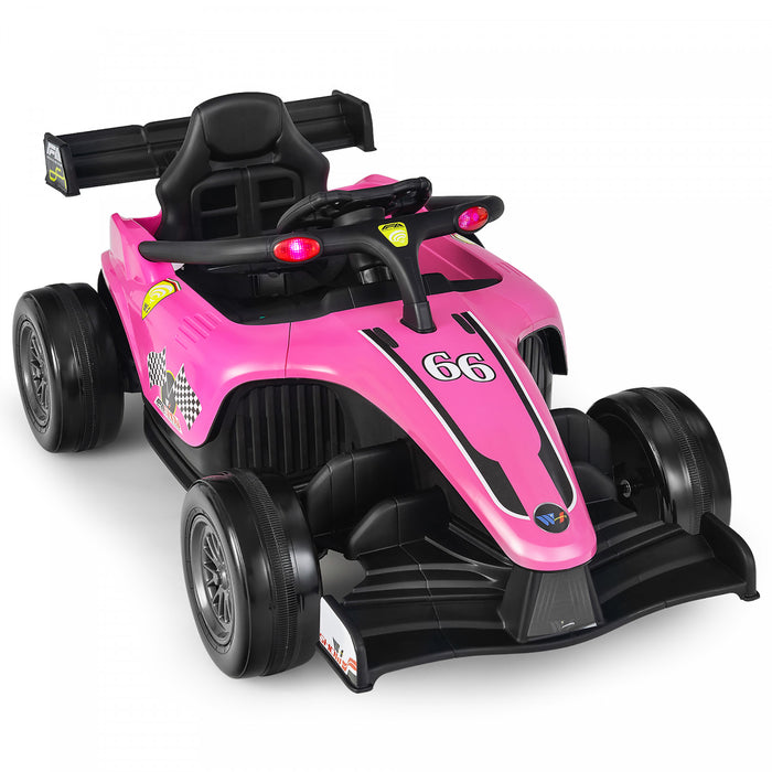 Costway 12v Enfants Rouler Sur La Voiture Electrique Camion De Course Telecommande W / Mp3 & Lumieres Rose
