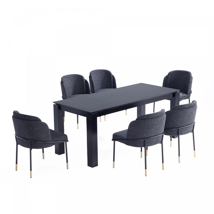Ensemble de salle a manger Flor et Rockaway Modern Industry Chic 7 pieces, noir