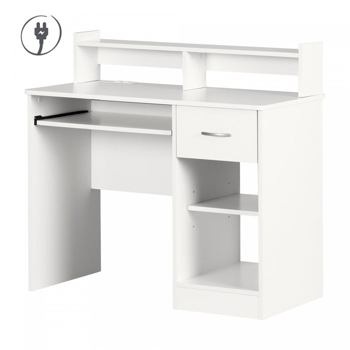 Axess Bureau de travail avec support à clavier avec Port USB Blanc solide, de Meubles South Shore