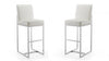 Tabouret de bar moderne en metal et tissu Element, blanc perle - Lot de 2