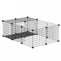 Pawhut Cage Pour Petit Animal Avec 16 Panneaux, Cloture Portable En Fil Metallique Avec Porte, Pieds