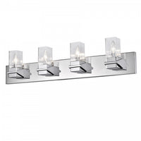 Lumière de coiffeuse Veronica de Dainolite en verre transparent, fini chromé poli et 4 ampoules