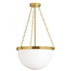 Luminaire suspendu Rhonda de Dainolite en verre blanc, avec fini laiton vieilli et 1 ampoule incandescente