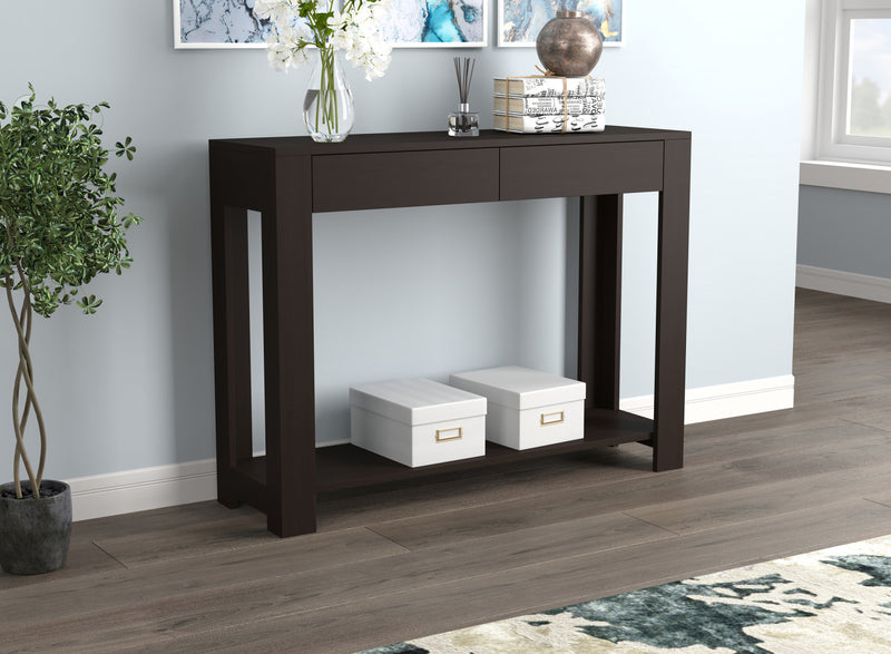 Console de 40 po avec 2 tiroirs et tablette - cappuccino 