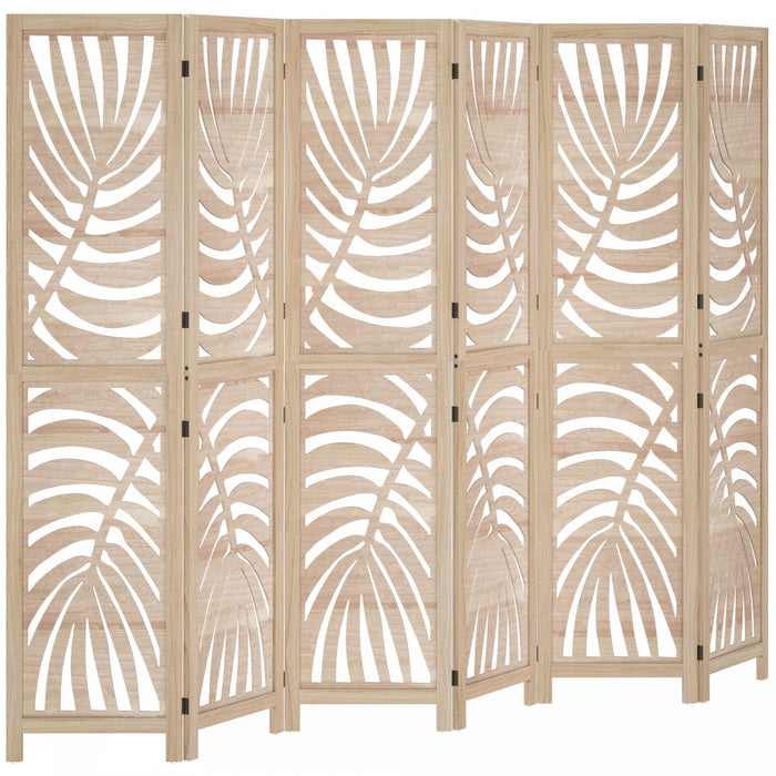 HOMCOM Paravent 6 Panneaux, Cloison Separatrice et Pliable, Bois Naturel