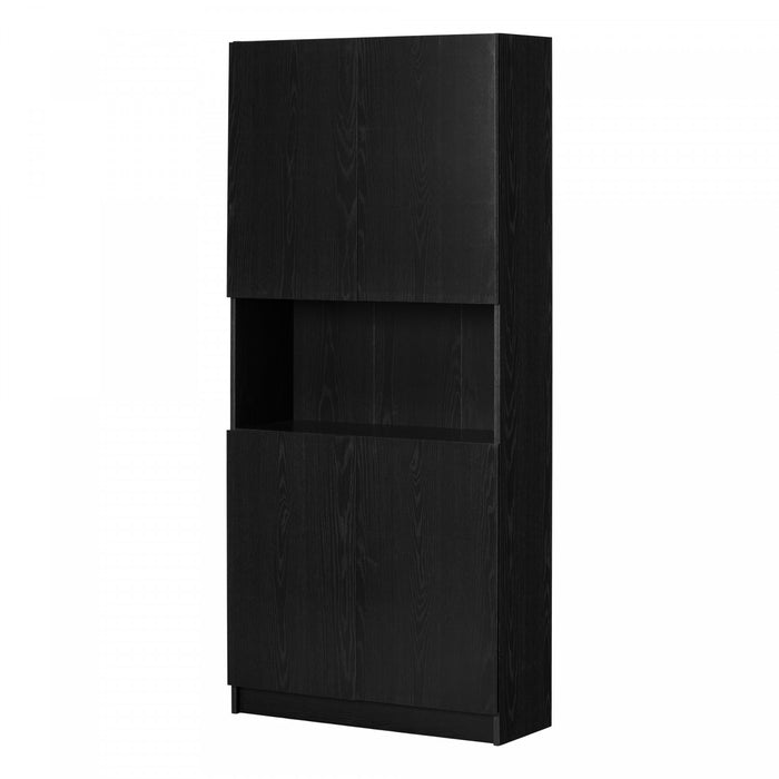 Liora Bibliotheque 4 Portes Et Rangement Ouvert - Chene Noir