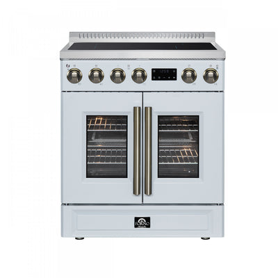 Forno Torino French Door 30 Inch White Induction Range, 4.32 cu.ft. - FFSIN0950-30WHT Electric Range | Cuisiniere a induction Torino de 30 po, blanche, avec portes francaises, 4,32 pi³ – FFSIN0950-30WHT