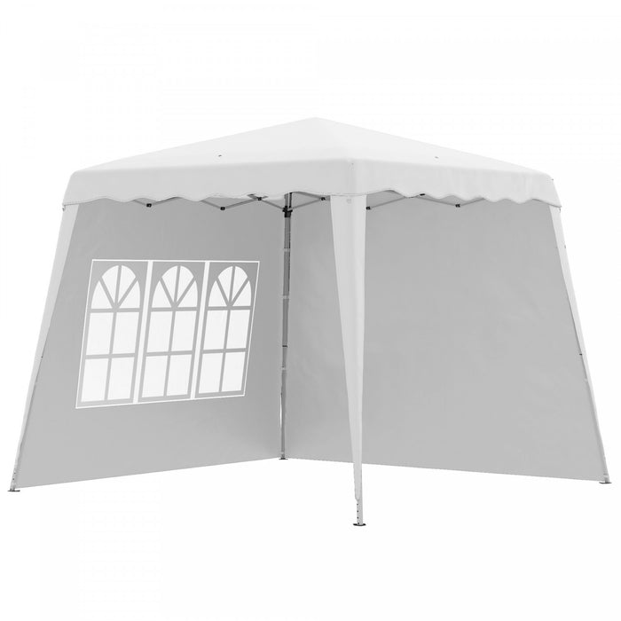 Outsunny Tente D'auvent Avec 2 Parois Laterales, Tentes Uv50+, Hauteur Reglable, Avec Sac De Transport Et Pieds Inclines, Pour Jardin, Terrasse, Dessus De 8 X 8 Pieds / Base De 9,5 X 9,5 Pieds
