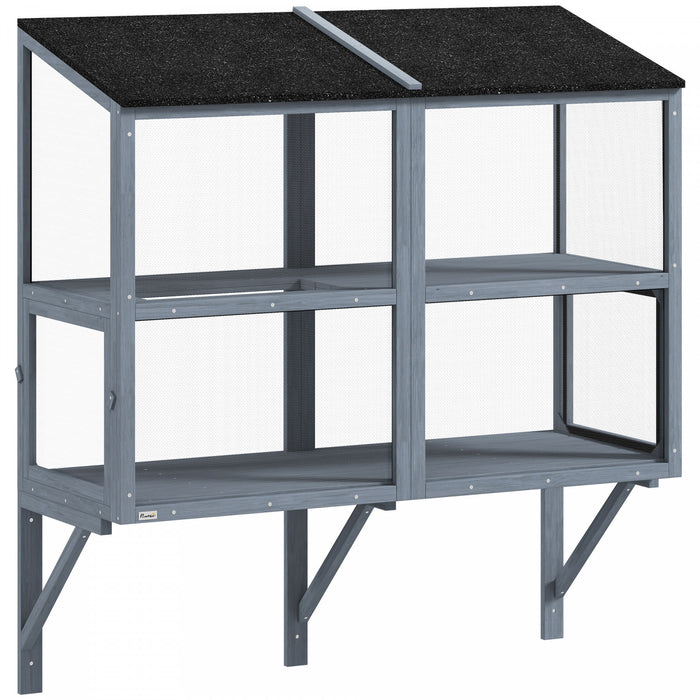 Catio Exterieur pour Chats, Enclos Mural 130 cm - Gris