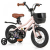 Costway 12\" Velo Pour Enfants Avec Roues D'entrainement Guidon Reglable Et Frein A Main De Siege Rose