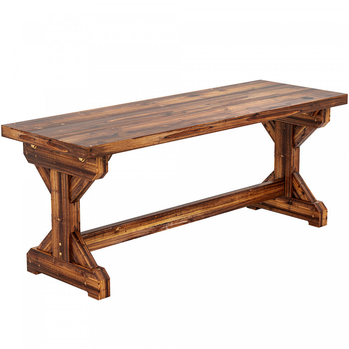 Outsunny Banc d'Exterieur en Bois, Banquette Rustique de Jardin, Bois Carbonise