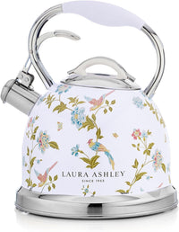 Bouilloire sur la cuisinière Laura Ashley en acier inoxydable, blanc d’Elveden - VQ-SBNK057-LAEW-CA