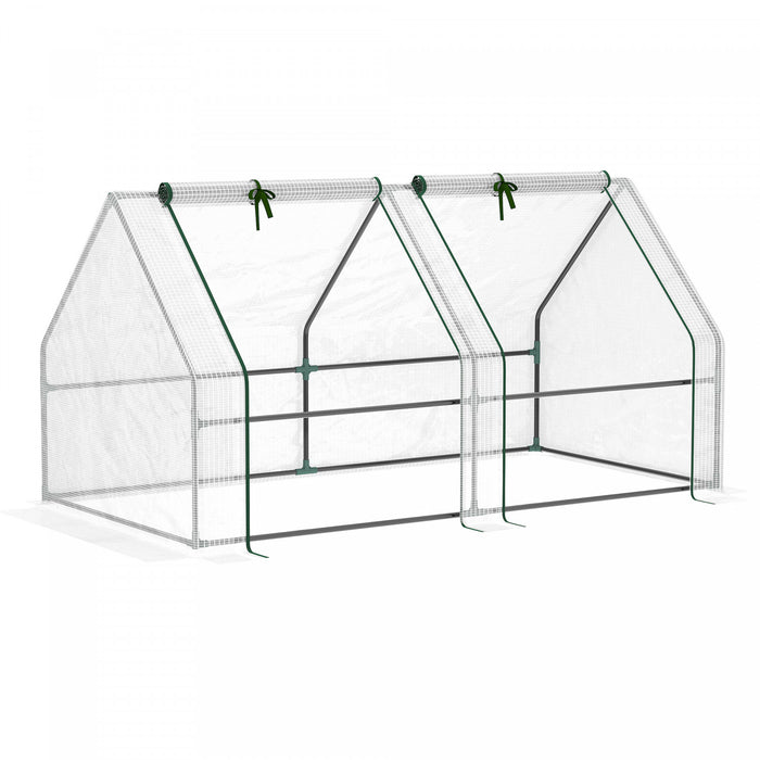 Outsunny 6' X 3' X 3' Mini-serre Portable Pour Le Jardin Exterieur Avec De Grandes Portes A Fermeture Eclair Et Une Couverture En Pe Pour L'eau Et Les Uv