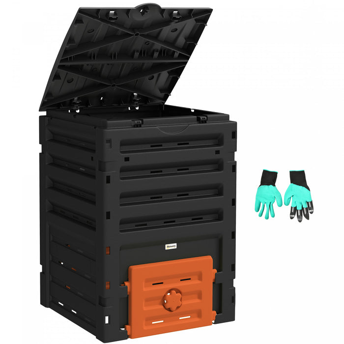 Outsunny Poubelle A Compost De 120 Gallons, Avec 80 Aerations, Orange