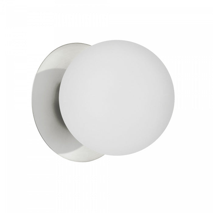 Applique murale Burlat de Dainolite en verre blanc, avec fini chromé poli et 1 ampoule