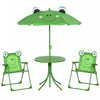 Outsunny Enfants Table De Pique-nique Pliante Et Chaise Ensemble Motif Grenouille Exterieur Jardin Patio Arriere-cour Avec Parasol Amovible Et Reglable En Hauteur Vert