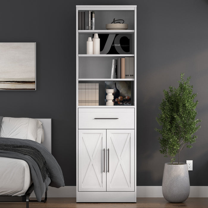 Organisateur de garde-robe Key West de Bestar de 25 po (L) avec tiroir et portes - blanc chêne solide