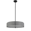 Luminaire suspendu Preston de Dainolite de 21 po de diamètre avec abat-jour gris, fini noir mat et 4 ampoules