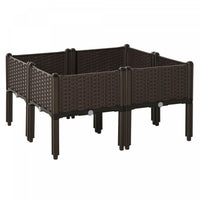 Outsunny Jardiniere Sur Pieds Carre Potager Modulable Inserts D'irrigation Inclus Pp Imitation Rotin
