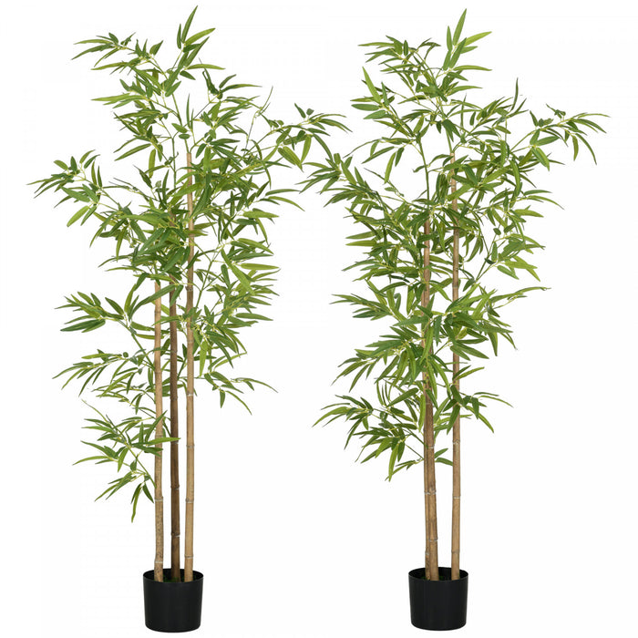 HOMCOM Arbre artificiel en bambou, 2 pieces, 6 pieds, pour decoration