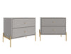 Table de nuit Jasper Moderne 25\" en gris sauge (2 tiroirs) - Lot de 2