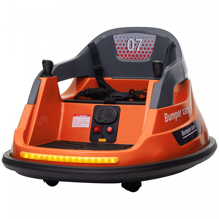 Aosom Auto-tamponneuse 12 V Pour Enfants, Voiture Electrique A Rotation A 360° Avec Telecommande, Ceinture De Securite, Lumieres Led, Musique, Pour Garcons Et Filles Ages De 1,5 A 5 Ans, Orange