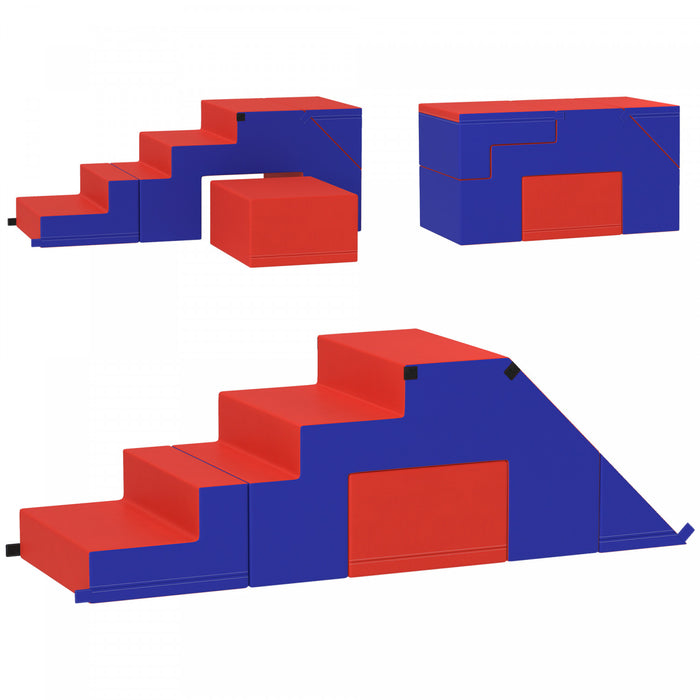 Qaba Ensemble De Jeu En Mousse Pour Tout-petits, 2 Pieces, Ensemble Interactif Leger Pour Grimper, Ramper, Zone De Jeu Coulissante Pour Bebe D'age Prescolaire, Multicolore