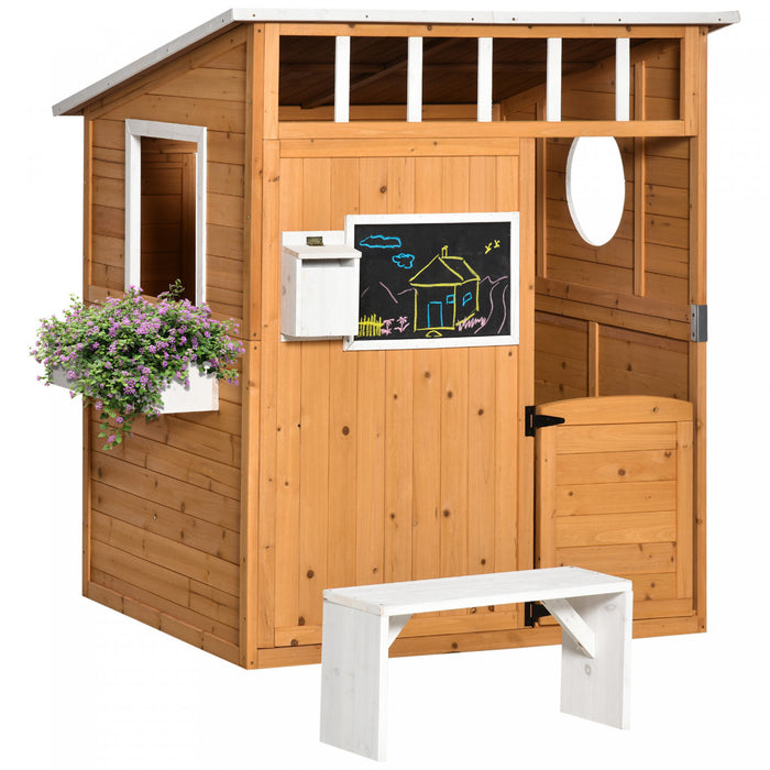Outsunny Cabane en Bois pour Enfants - Maison de Jardin pour Jeux Imaginaires en Exterieur