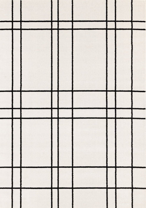 Tapis Covington a carreaux gris et blanc, 6'7\" x 9'10\"