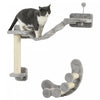 Pawhut Lot De 2 Etageres Pour Chat Avec Griffoir, Etageres Murales Pour Chat Pour Se Detendre, Grimper, Double Plateforme Avec Echelle Souple Et Balles De Jeu, Beige