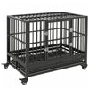 Cage Pour Chien Pawhut En Acier Robuste, Cage Pour Animal De Compagnie Avec Roulettes Pour Une Portabilite Optimale Et Une Porte Pour Un Acces Facile, Sol Anti-pincement, 91 Cm (l) X 62 Cm (l) X 78 Cm (h), Gris