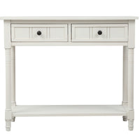  Table Console Traditionnelle Jeremy En Bois Massif Avec Tiroirs Et Etagere - Ivoire Blanc