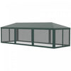 Outsunny 10' X 28' Party Tente Outdoor Canopy Garden Sun Shade Avec 8 Filet Moustique Et Porte A Glissiere, Vert