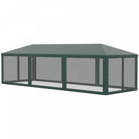 Outsunny 10' X 28' Party Tente Outdoor Canopy Garden Sun Shade Avec 8 Filet Moustique Et Porte A Gli