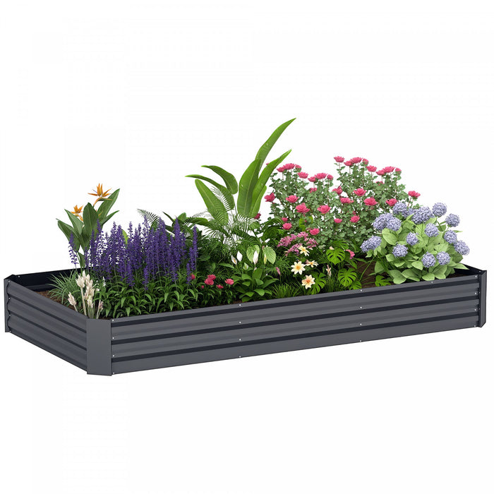 Outsunny Jardiniere galvanisee, lit de jardin en metal 8' x 4' x 1'