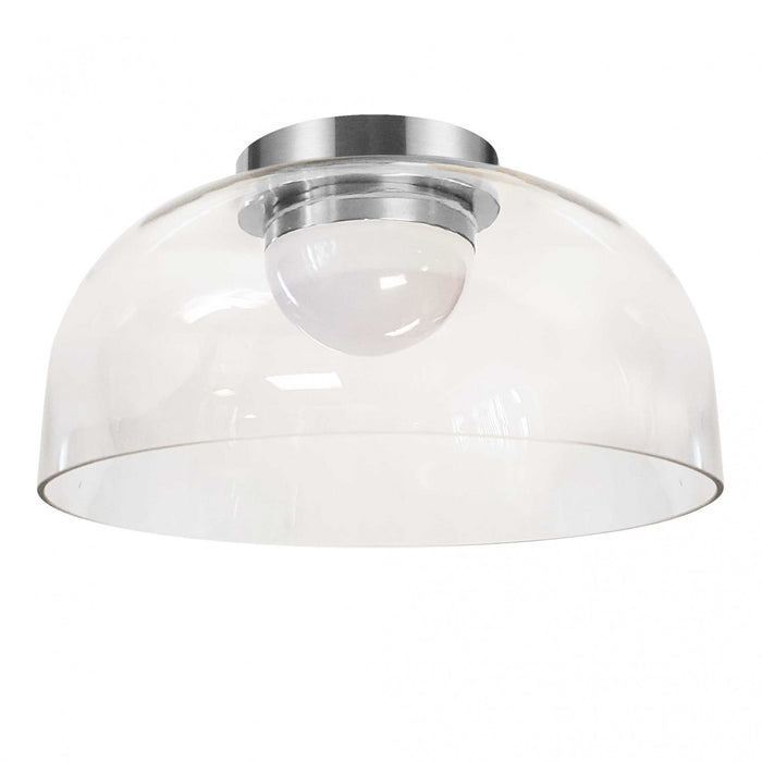 Plafonnier affleuré Nadine de Dainolite de 11,75 po de diamètre en verre transparent, avec fini chromé poli et ampoule à DEL de 10 W