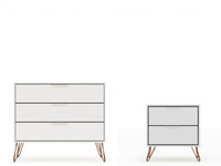 Ensemble de commodes 2 pieces Rockefeller style milieu du siecle en blanc