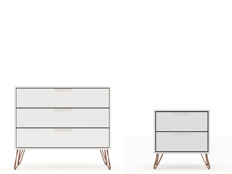 Ensemble de commodes 2 pieces Rockefeller style milieu du siecle en blanc