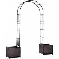 Outsunny Arche De Jardin Avec Deux Jardinieres En Acier Pour Plantes Grimpantes, Mariages, Fetes, Ma