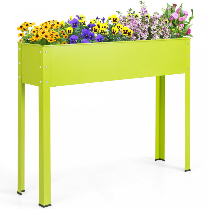 Costway 40\" Lit De Jardin Eleve Avec Les Jambes Boite De Planteur En Metal Elevee Trou De Drainage Cour Arriere Vert