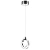 Luminaire suspendu Parson de Dainolite en silicone blanc qui diffuse la lumière, avec fini chromé poli et ampoule à DEL de 14 W