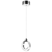 Luminaire suspendu Parson de Dainolite en silicone blanc qui diffuse la lumière, avec fini chromé poli et ampoule à DEL de 14 W