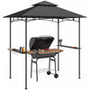 Outsunny Tonnelle De Barbecue A Deux Niveaux, 8' X 5', Gris Fonce