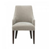 Fauteuil moderne en bois Beever avec accoudoirs en chenille, coloris taupe