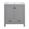 Harper Meuble de salle de bain 30 pouces avec vasque en ceramique et armoire de rangement intelligent, Gris